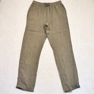 Ecoalf Linen Pants Indoalf Sage Monkey Embroidered Drawstring Women's Medium